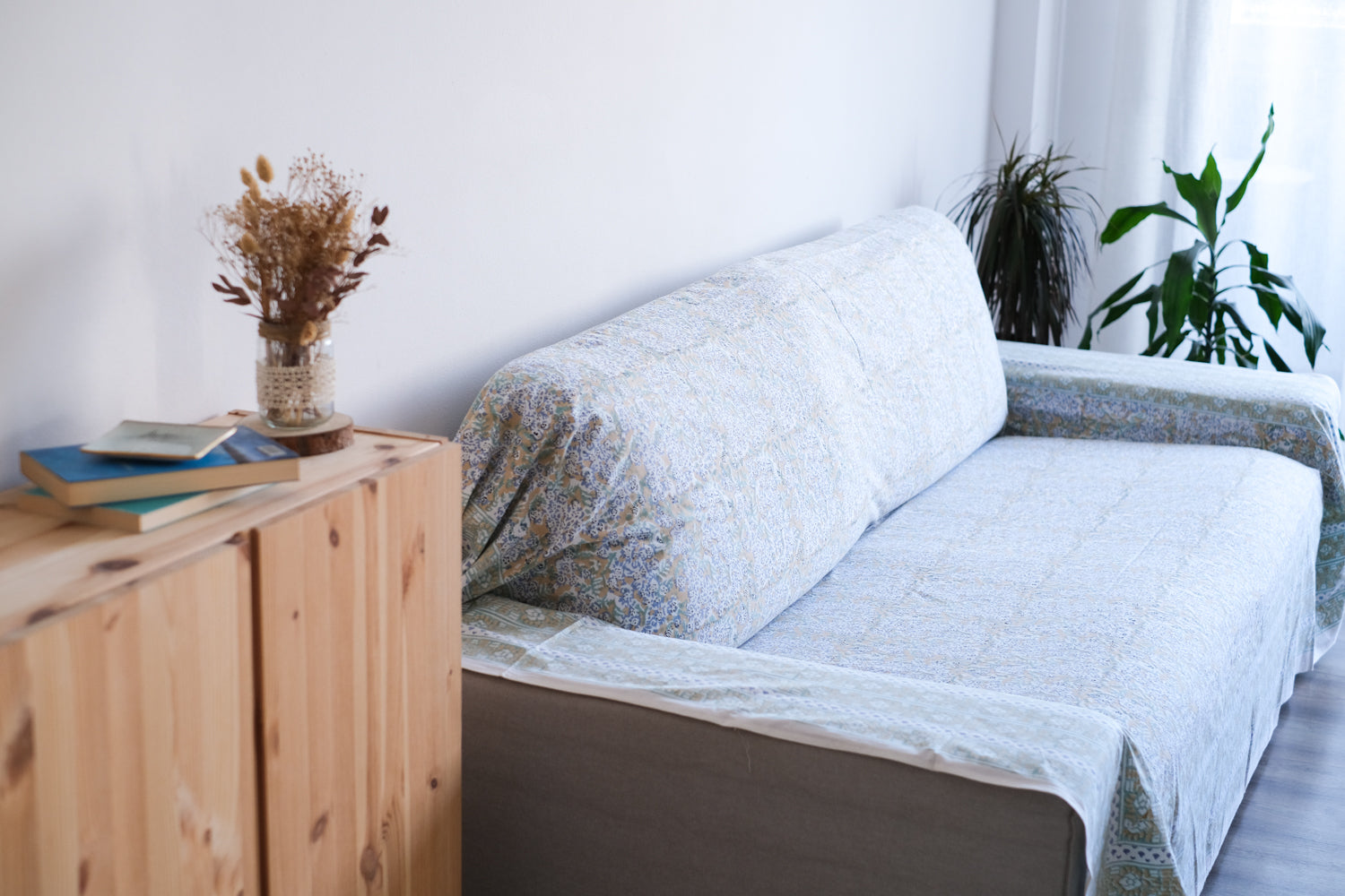 Cubresofá Theesl Ocre y Azul