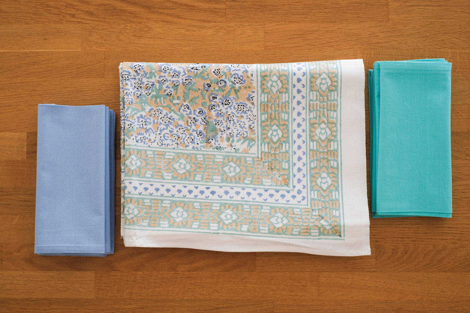 Mantel Theesl Ocre y Azul