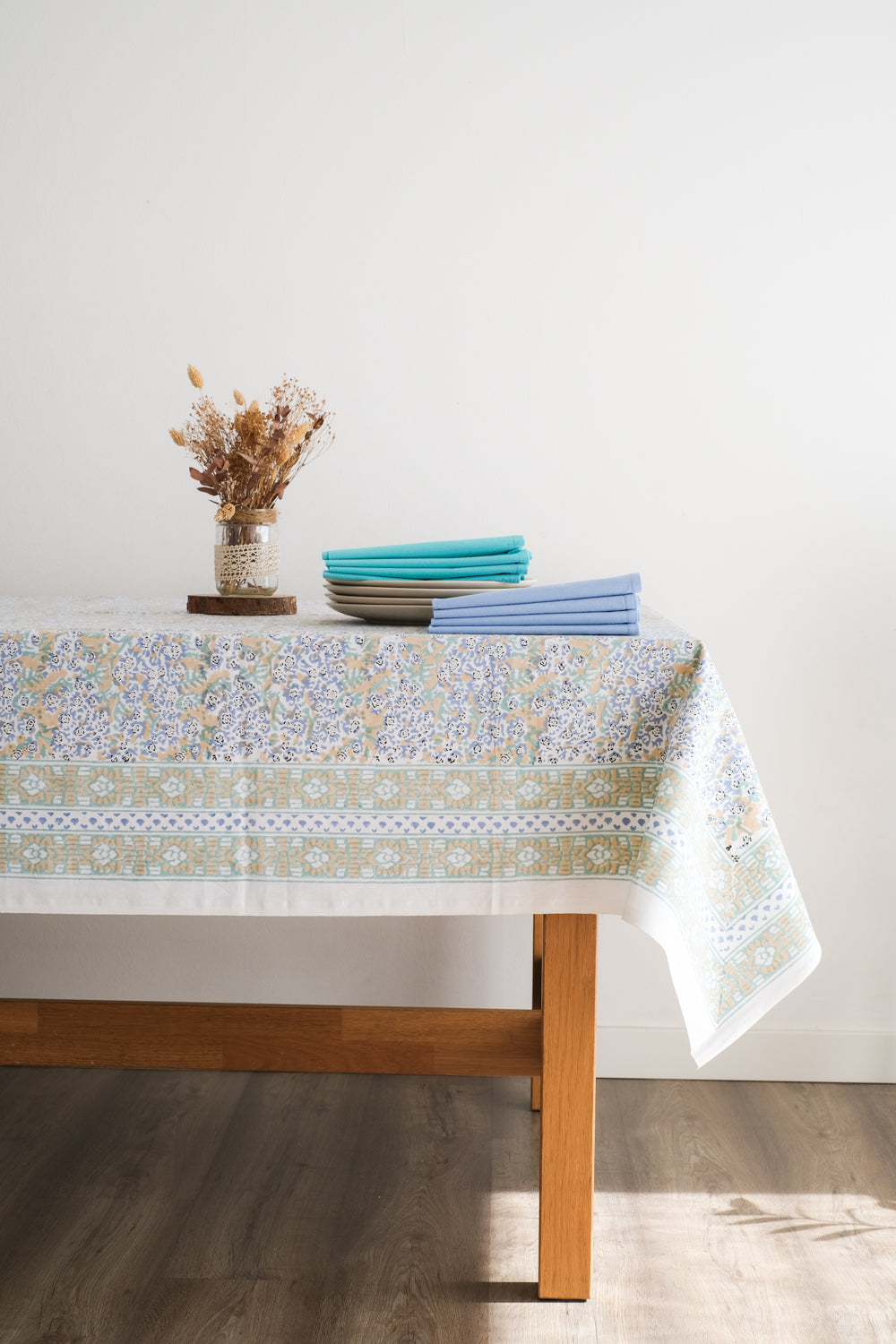 Mantel Theesl Ocre y Azul