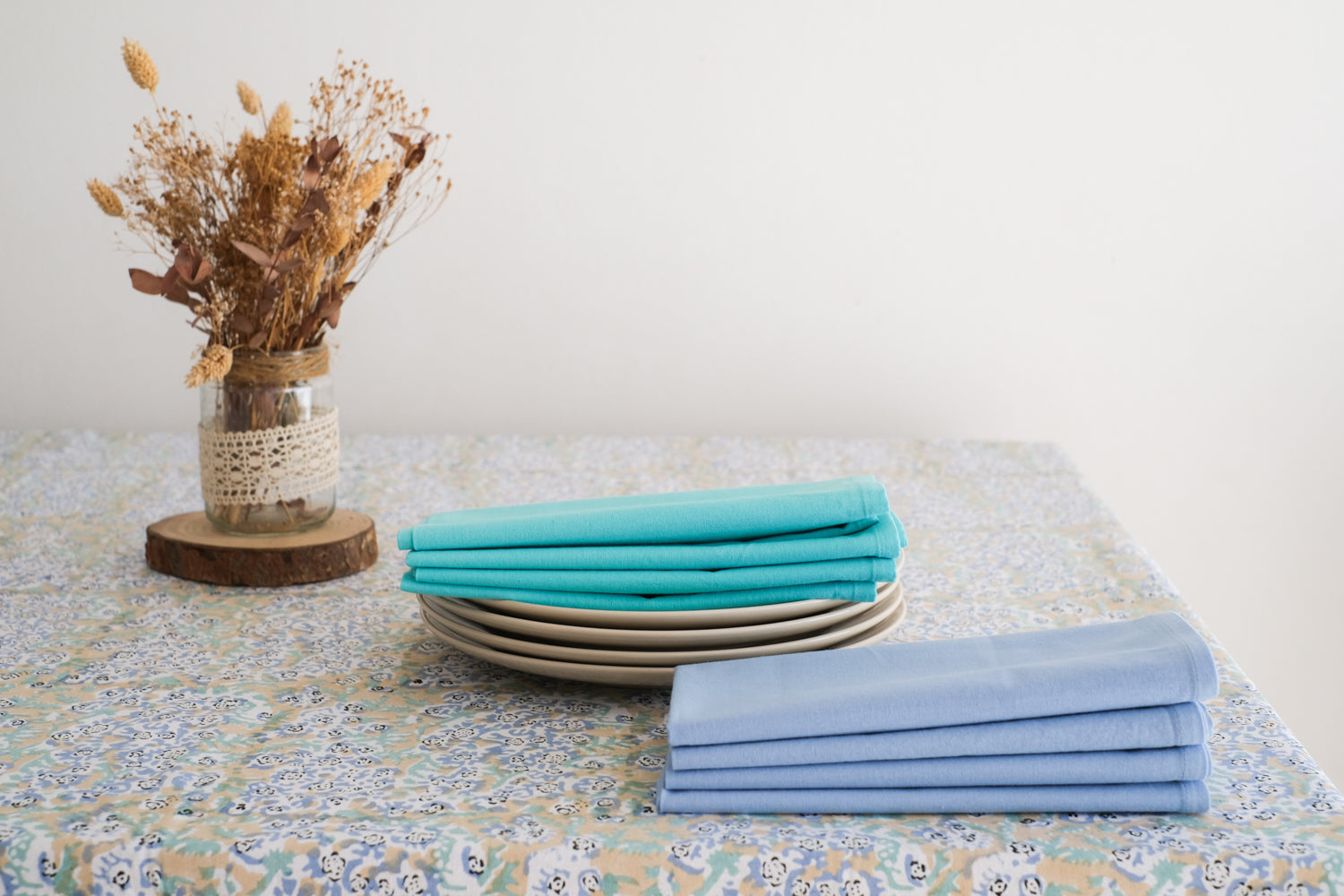 Mantel Theesl Ocre y Azul