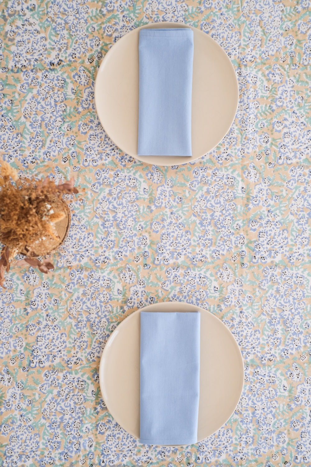 Mantel Theesl Ocre y Azul