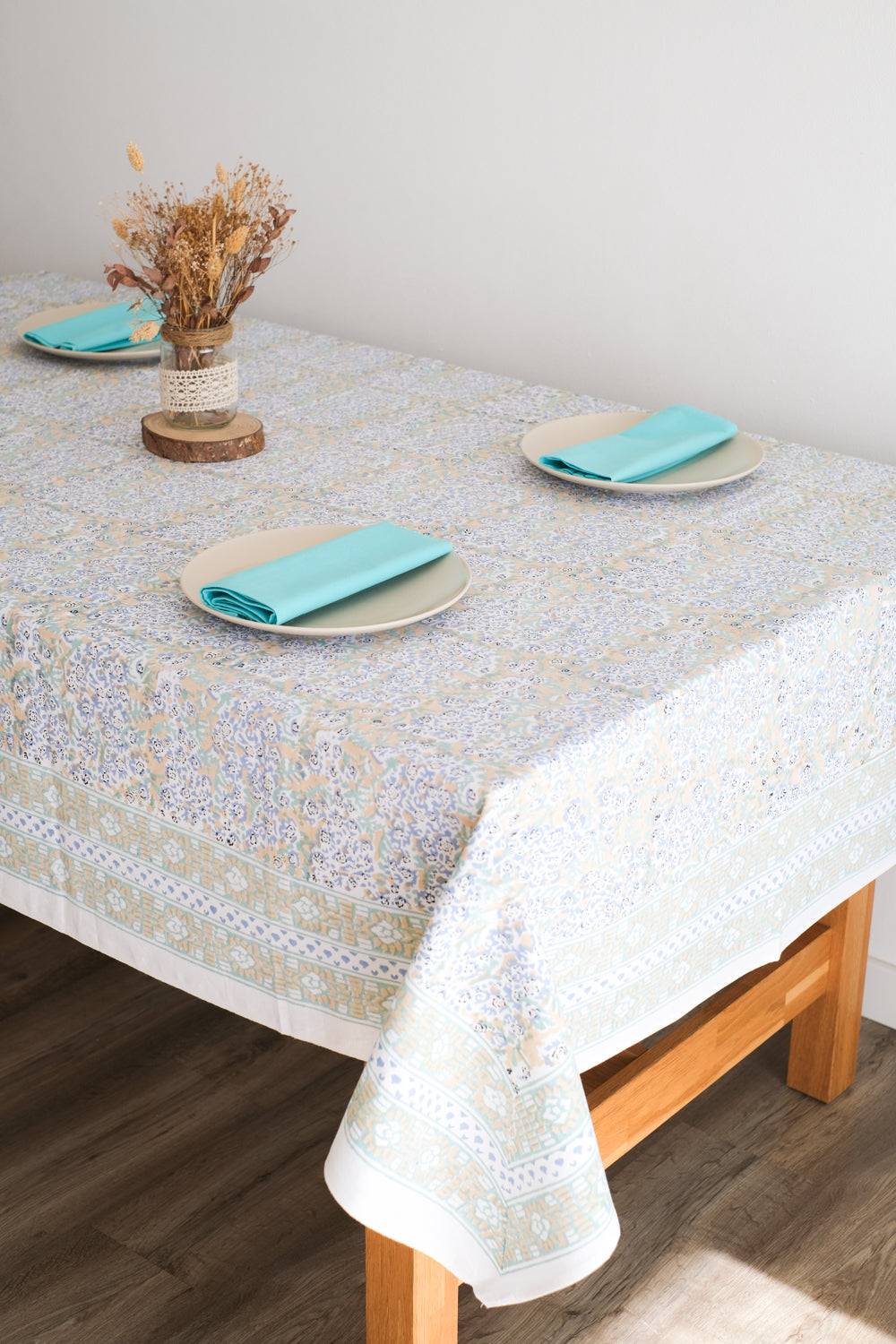 Mantel Theesl Ocre y Azul