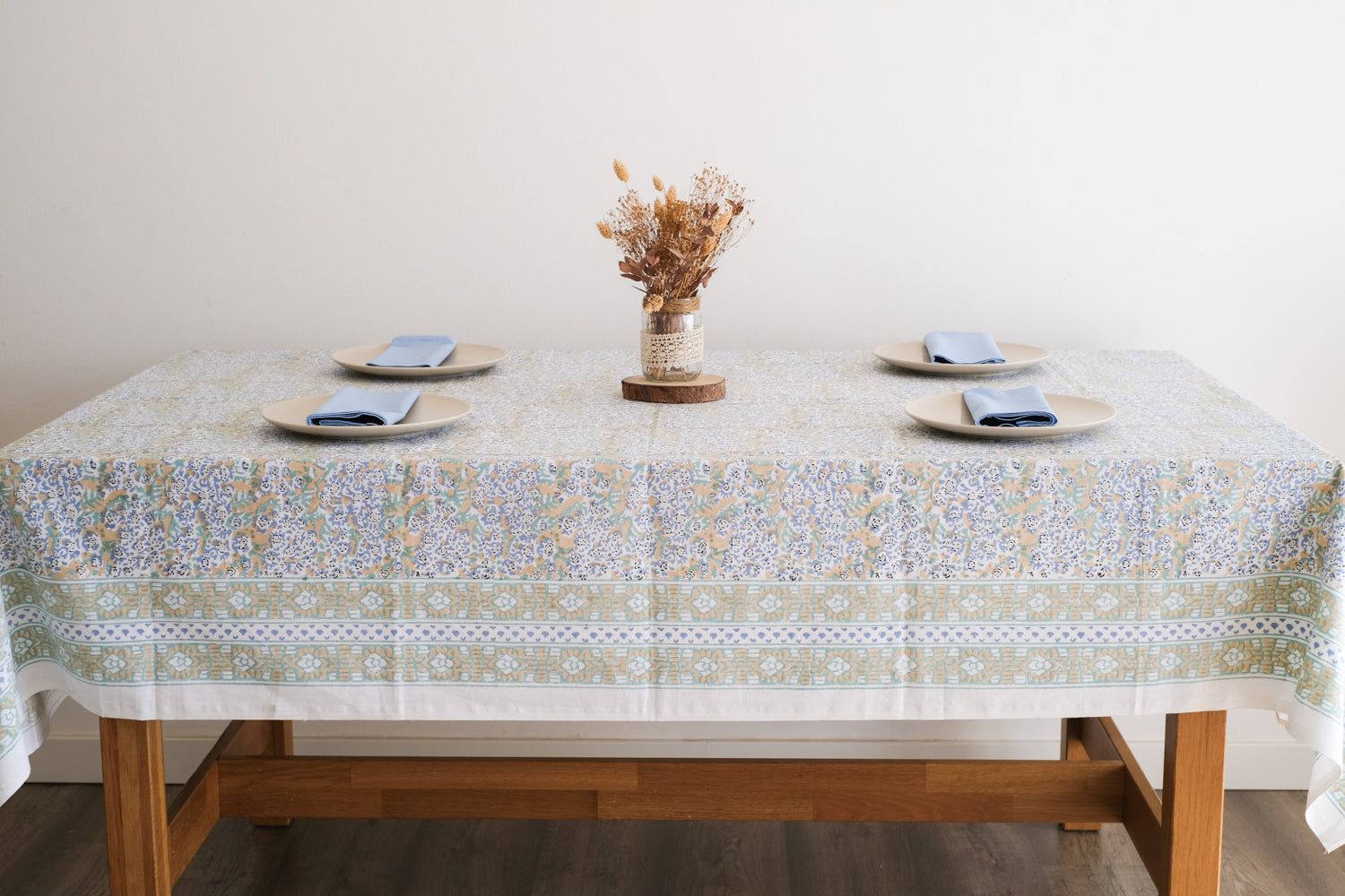 Mantel Theesl Ocre y Azul