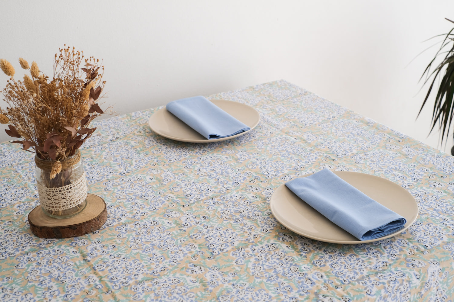 Mantel Theesl Ocre y Azul