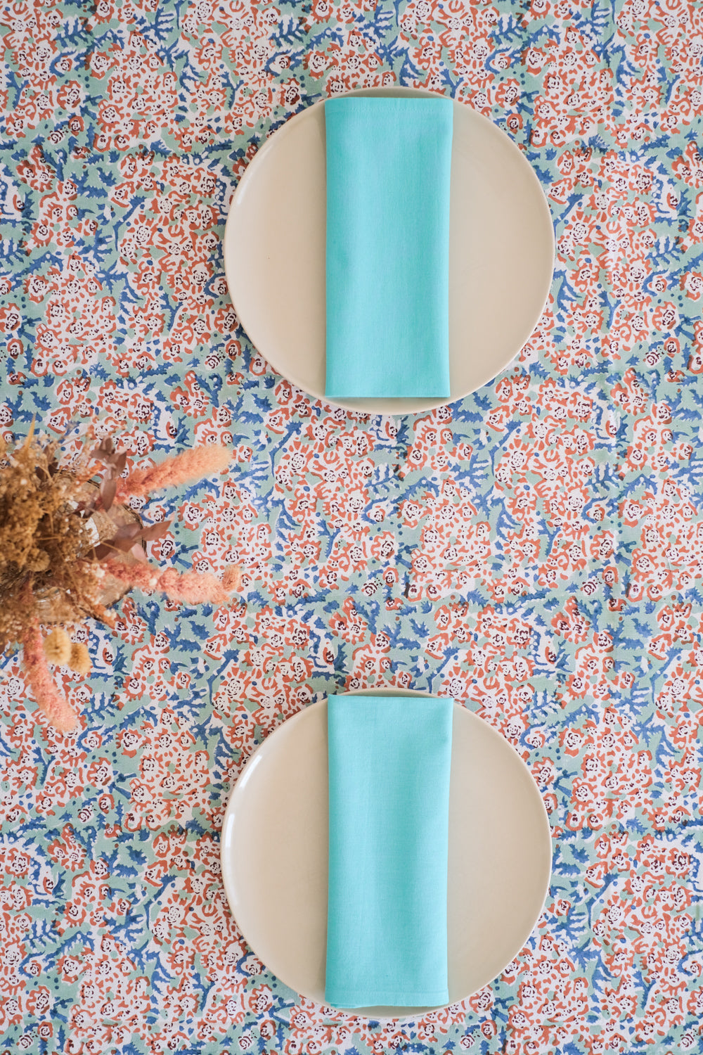 Mantel Theesl Azul y Naranja