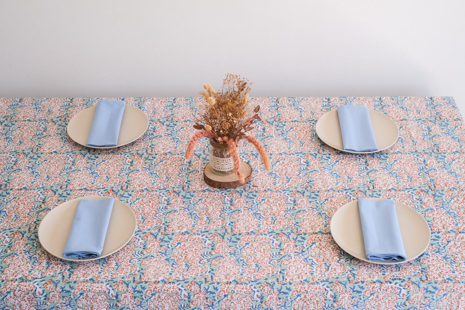 Mantel Theesl Azul y Naranja