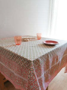 Mantel Ghera Verde y rosa