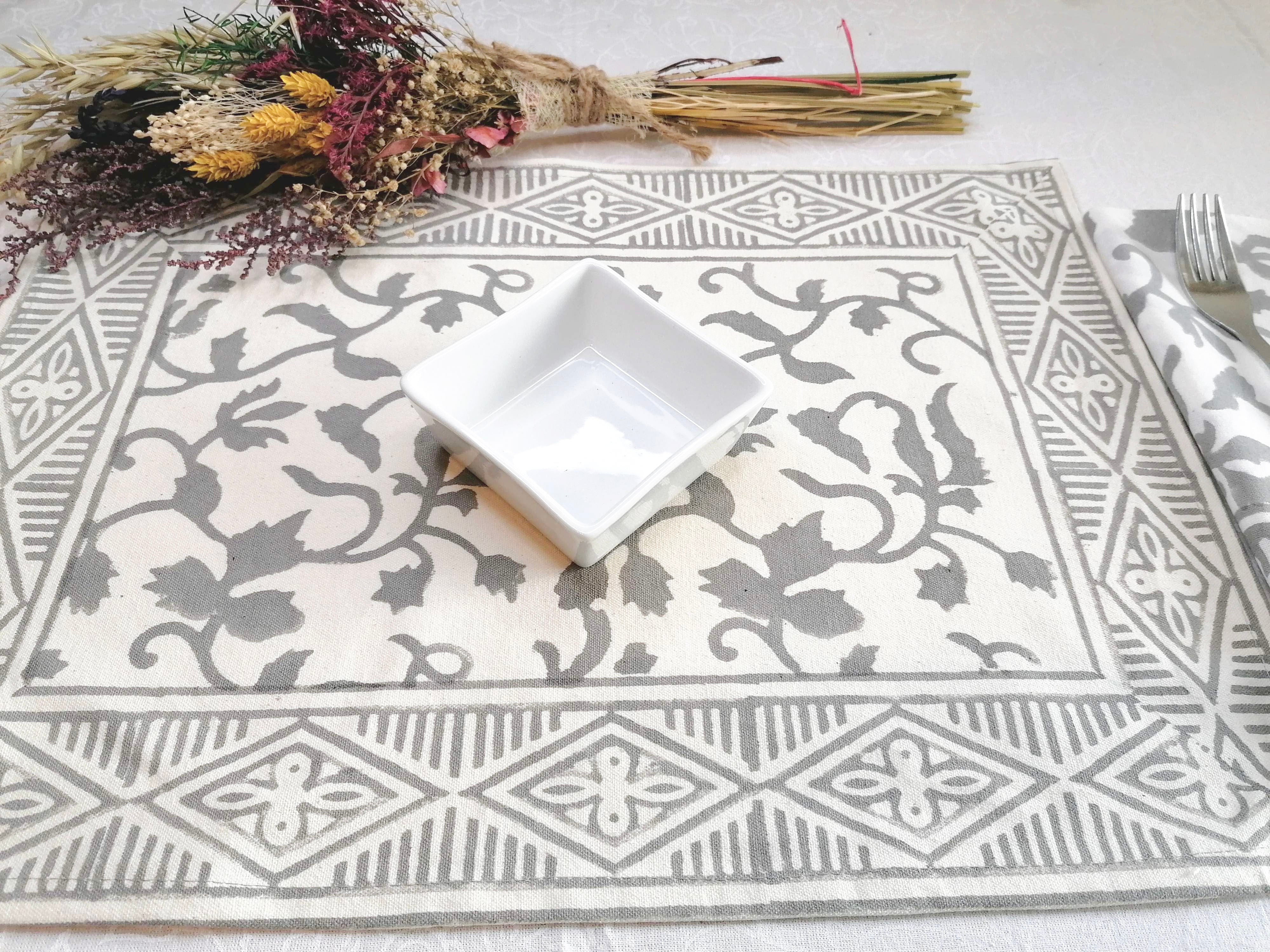 Mantel individual Vrinda gris
