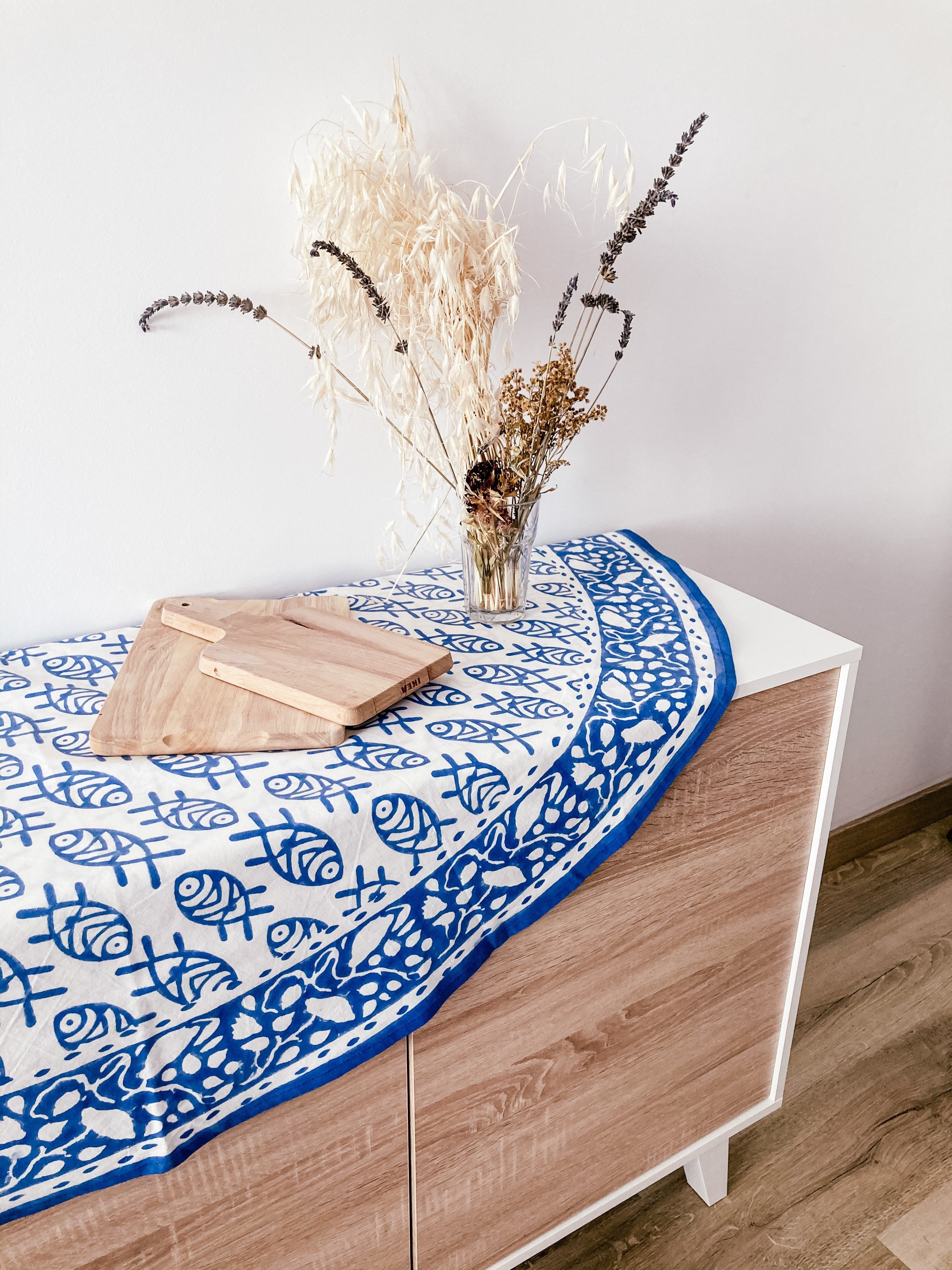 Mantel Mira redondo y azul marino