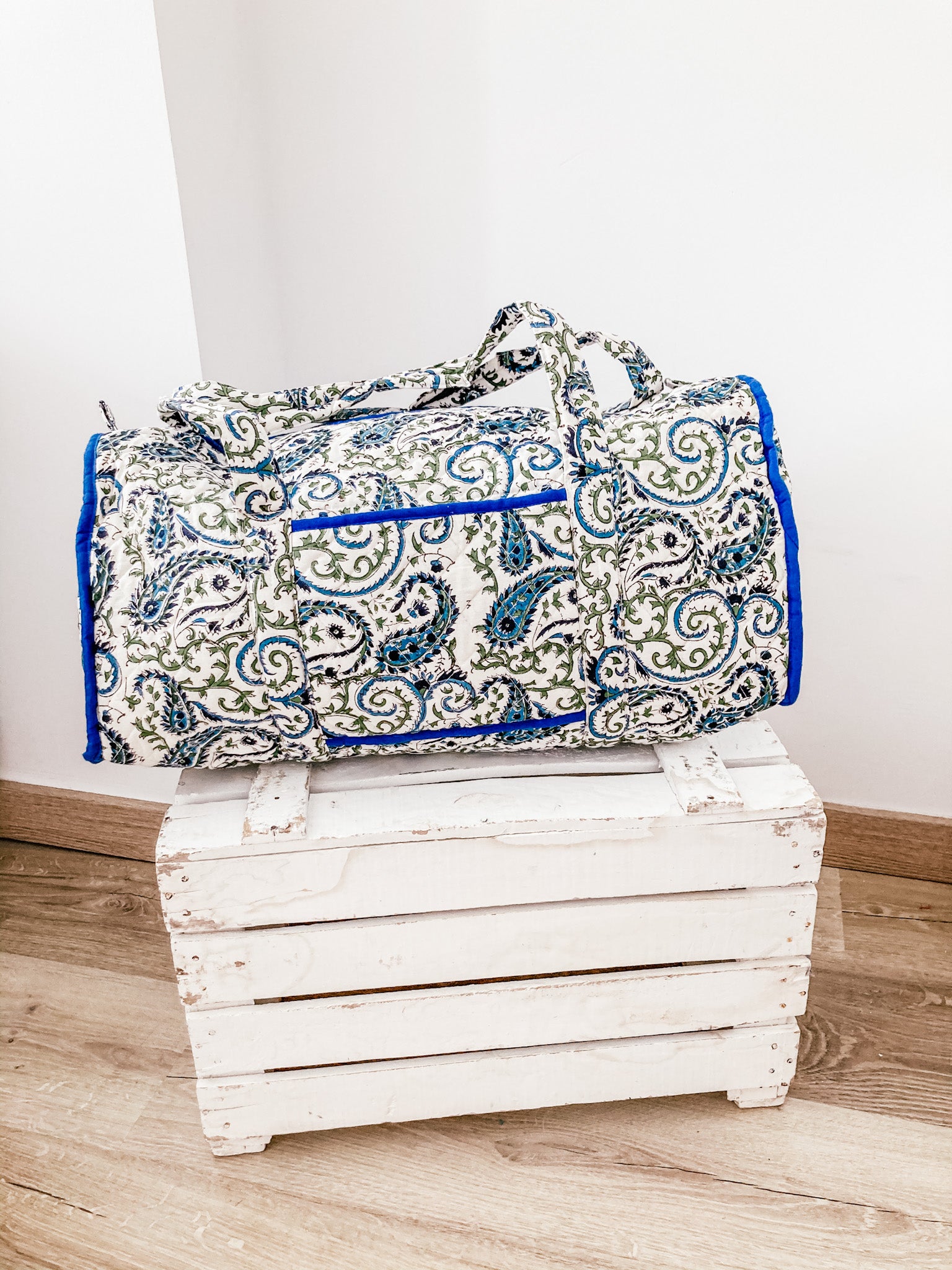 Bolsa Baig azul y blanca