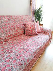 Cubresofá Marila gris y rosa