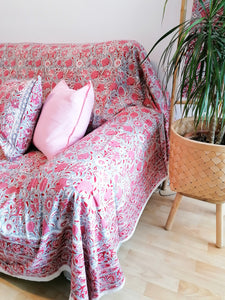 Cubresofá Marila gris y rosa