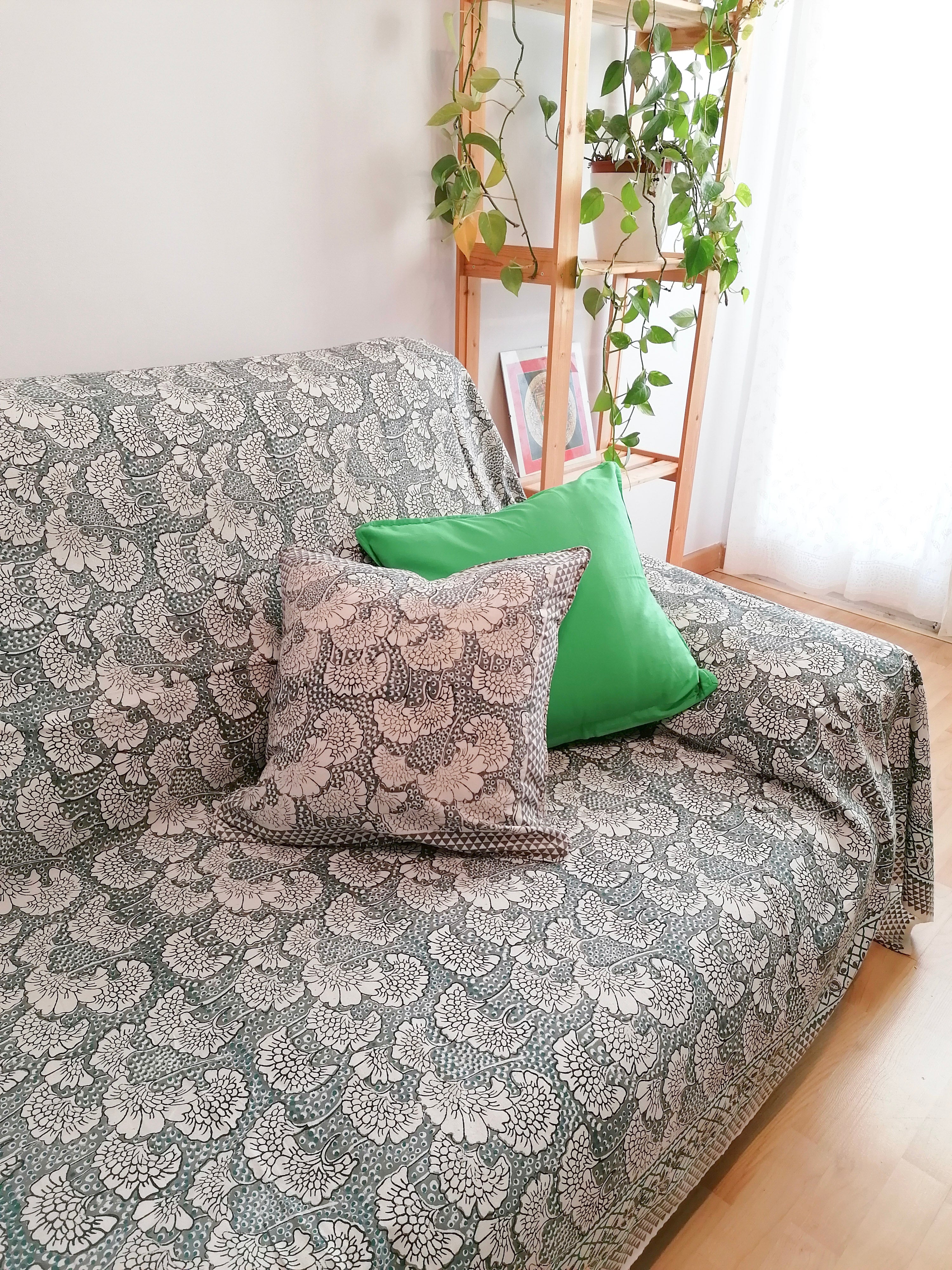 Cubresofá Daya gris y verde