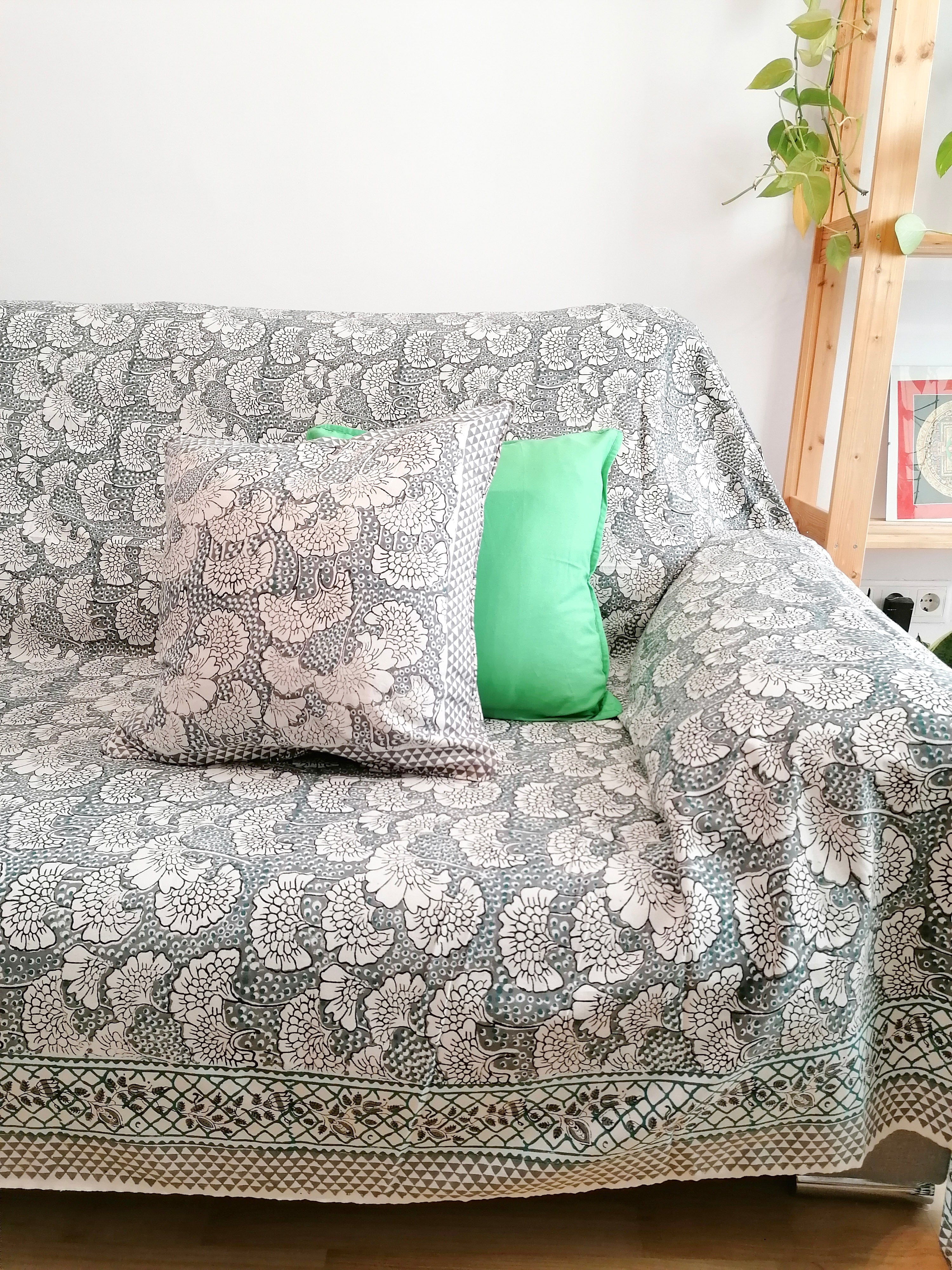 Cubresofá Daya gris y verde