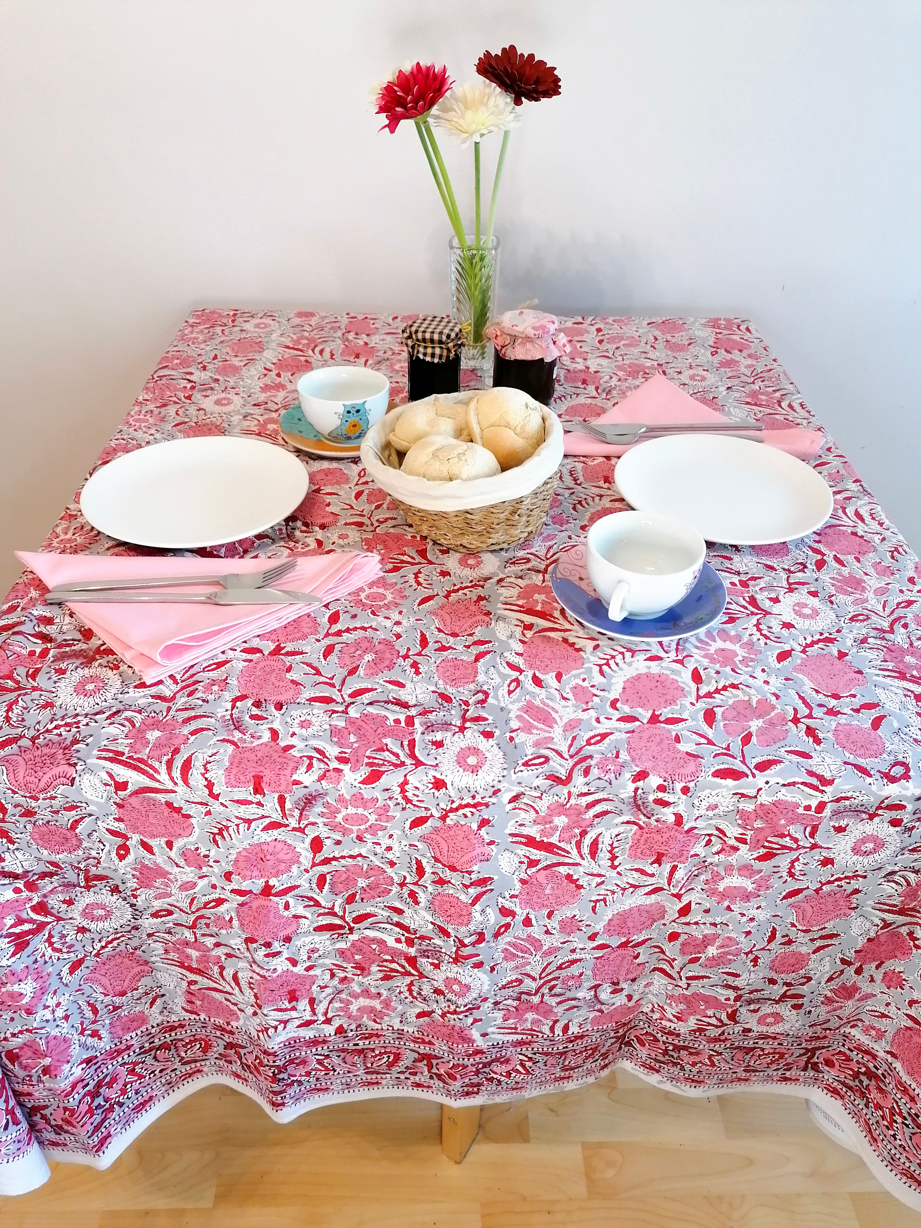 Mantel Marila gris y rosa