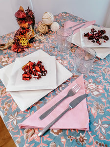 Mantel Kavita gris y rosa