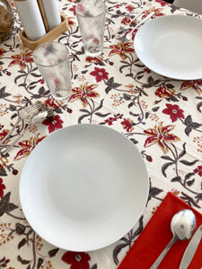 Mantel Rani blanco y rojo