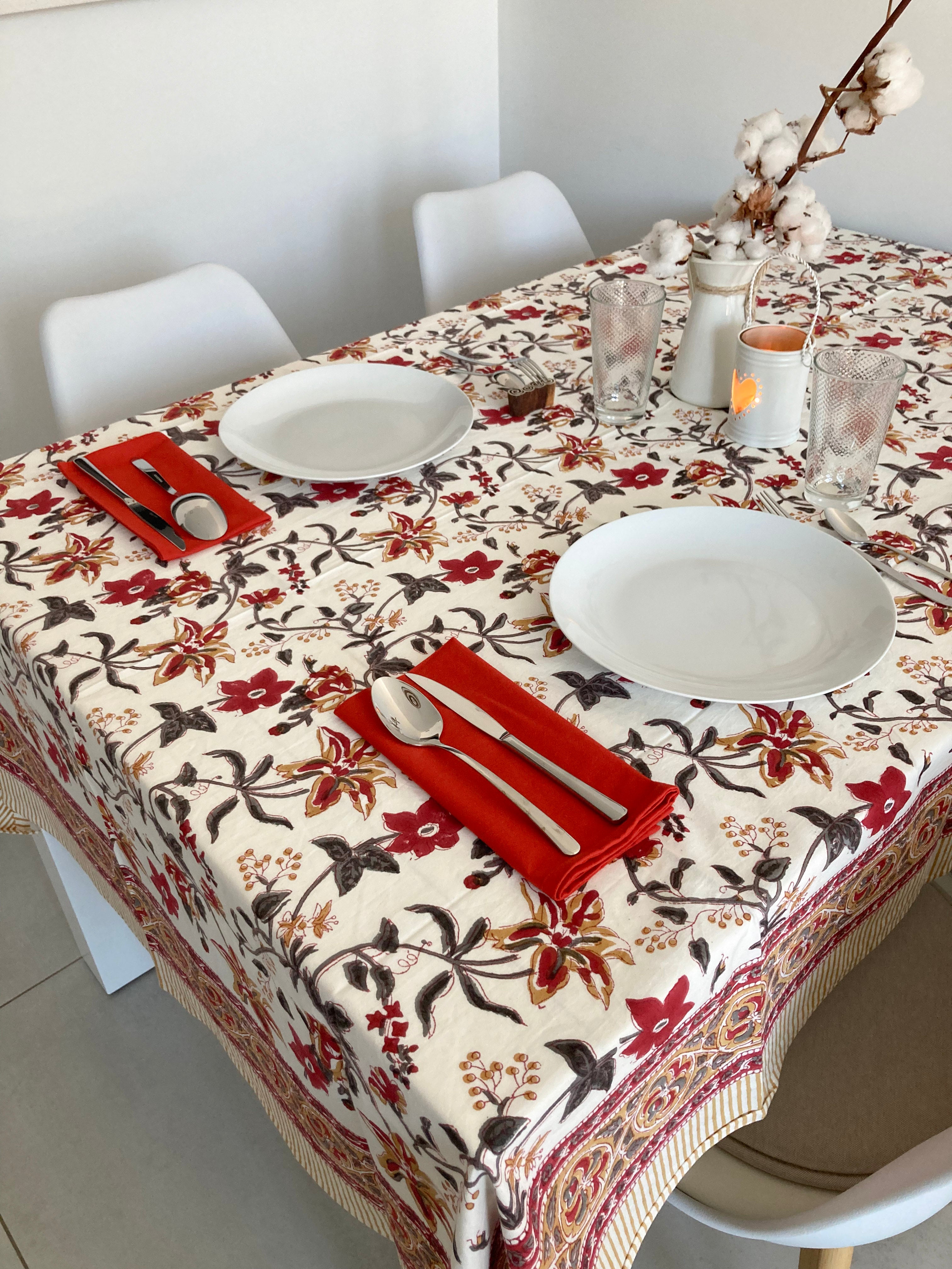 Mantel Rani blanco y rojo