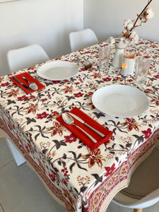 Mantel Rani blanco y rojo